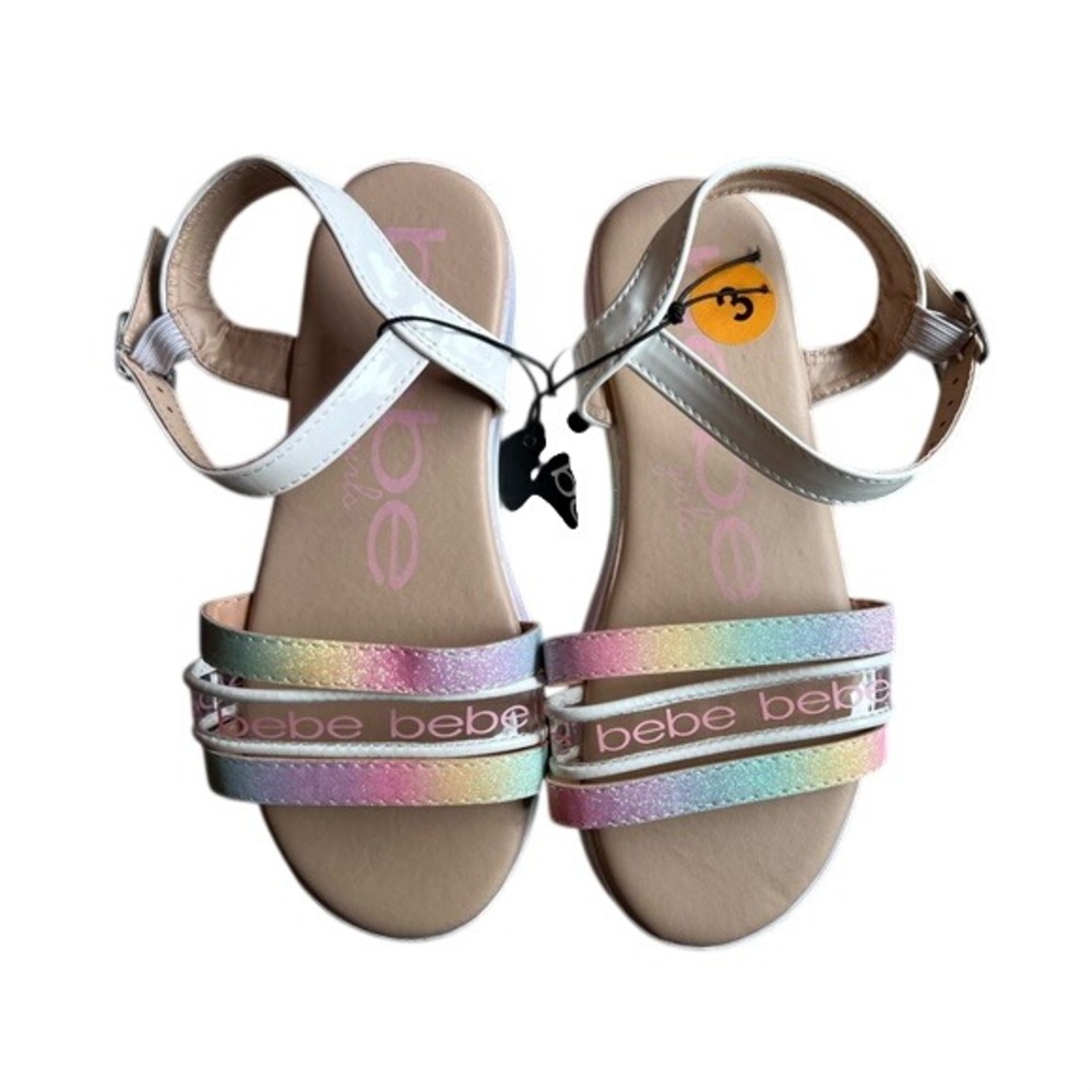 bebe Fashion Sparkly Flat Sandals for Girls size 3